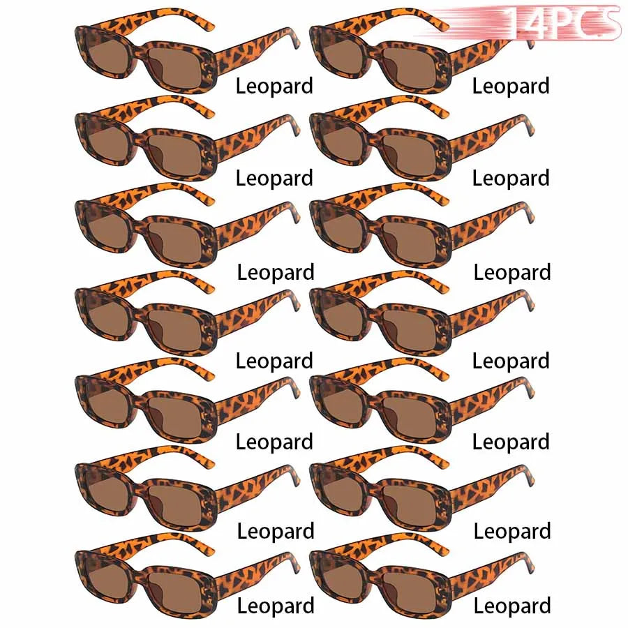 14-Piece Rectangle Sunglasses Set | Women's Vintage Eyewear