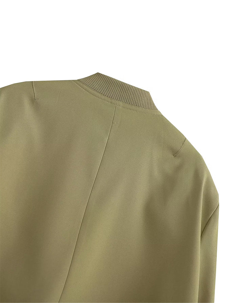 Willshela Women's Solid Bomber Jacket with Pockets