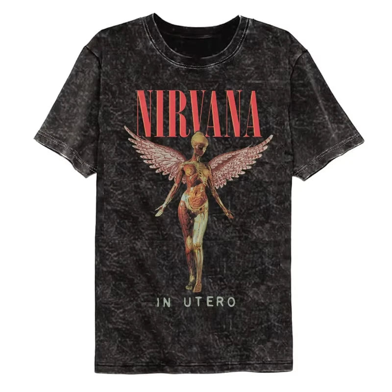 Nirvana In Utero Washed Cotton Oversized T-Shirt — Retro Y2K Streetwear Tee