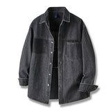 Mens High Quality Custom Weave Slub Deconstructed Patchwork Denim Shirt Trendy Distressed Wash Streetwear Casual Long Sleeve