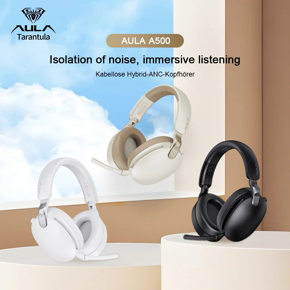 AULA New A500 Wireless Head-mounted Headphone 2.4G/Bluetooth/Wired Nolse Reduction Headsets E-sports Gaming Earphones with Mic