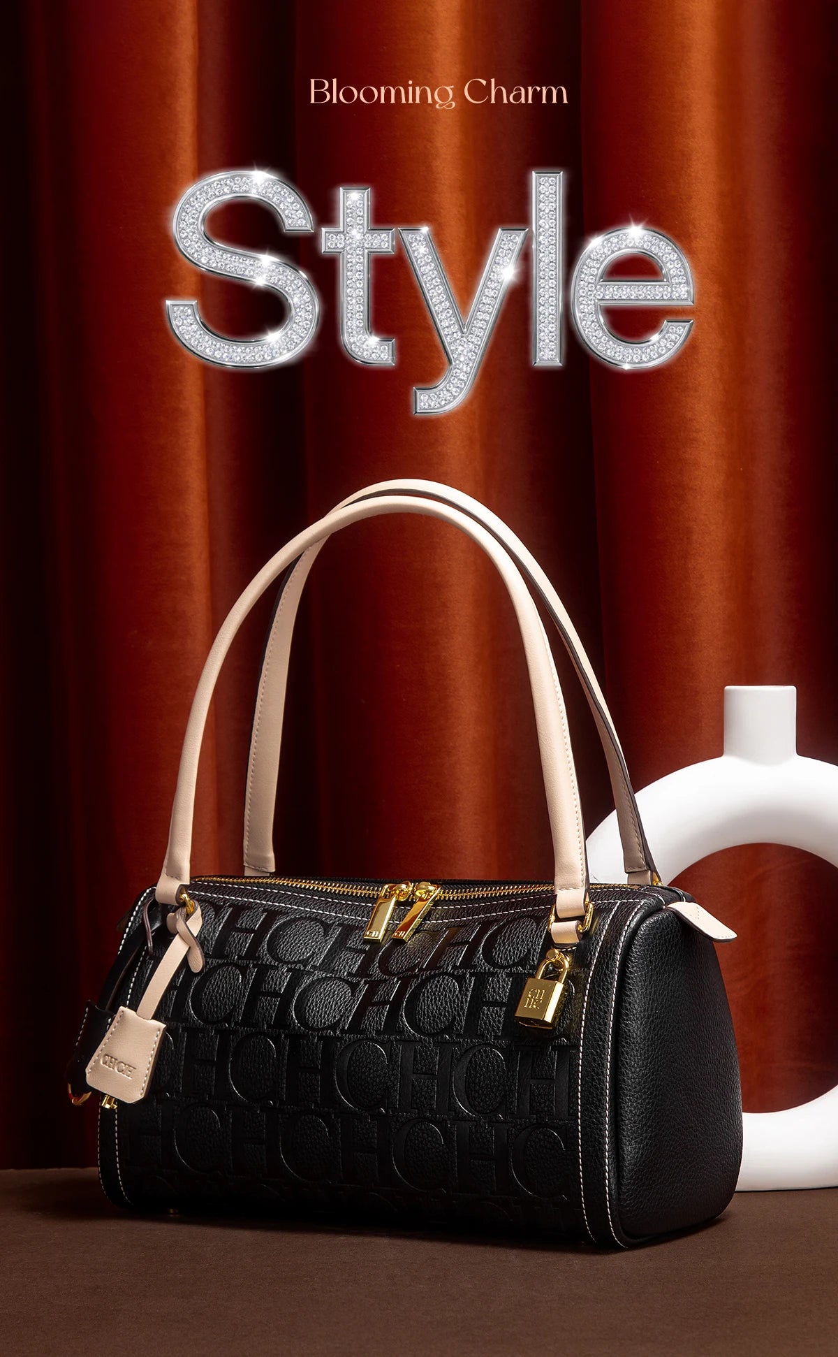 Fashion Classic Women's Boston Bag Autumn Winter New Collection 2025 Letter Design Shoulder Bag Texture Shoulder Bag