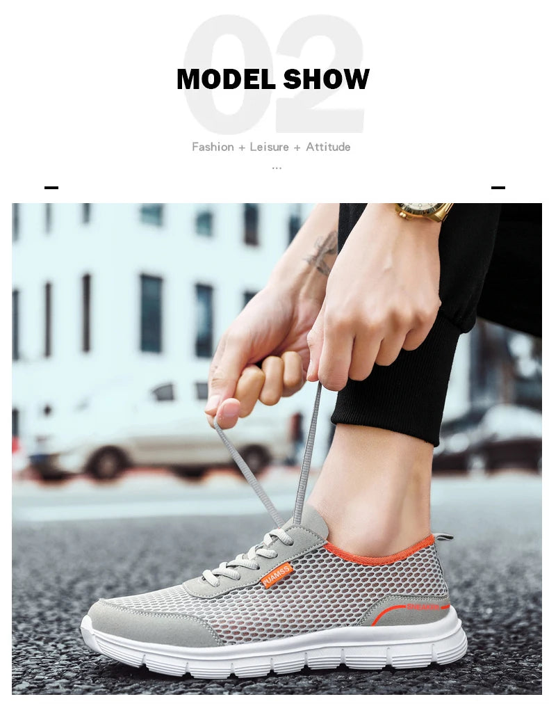 PUAMSS Men's Lightweight Mesh Running Sneakers — Breathable, Lace-Up, Stability