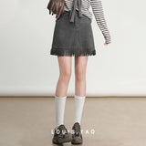 LOUIS YAO Tassels Rivet A-line Half Skirt 2025 Autumn Short Skirts Fashionable and Gentle Casual  Women's Half Skirt