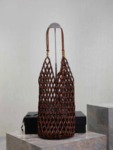 Retro Wood Bead Woven Tote Bag – Boho Shoulder Purse