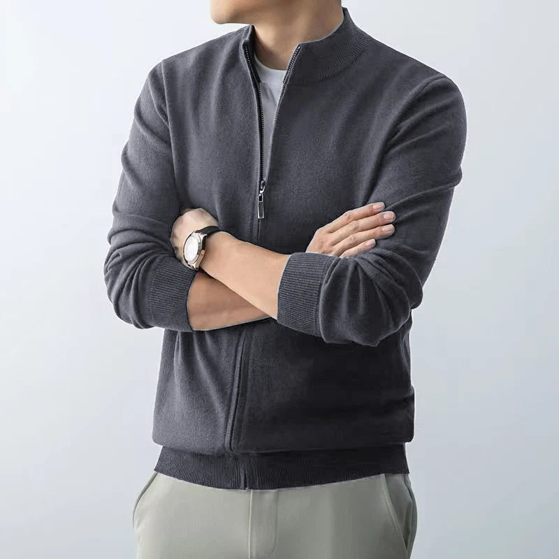Slim Fit Zipper Cardigan – Premium USA-Made Knit Sweater