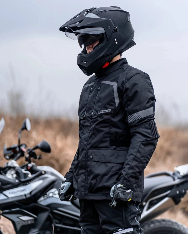 LYSCHY Motorcycle Jacket Pants Suit Cold-proof Waterproof Winter Men Motorbike Riding Moto Jacket Protective Gear Armor Clothing