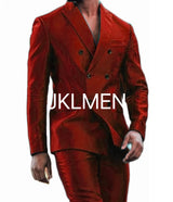 Shiny Double-Breasted Men's Suit Set – Jacket & Pants