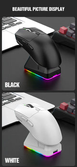 X11 Tri-Mode Wireless Gaming Mouse, 63g Lightweight, PAW3311 Sensor, 12000 DPI, Magnetic RGB Charging Dock