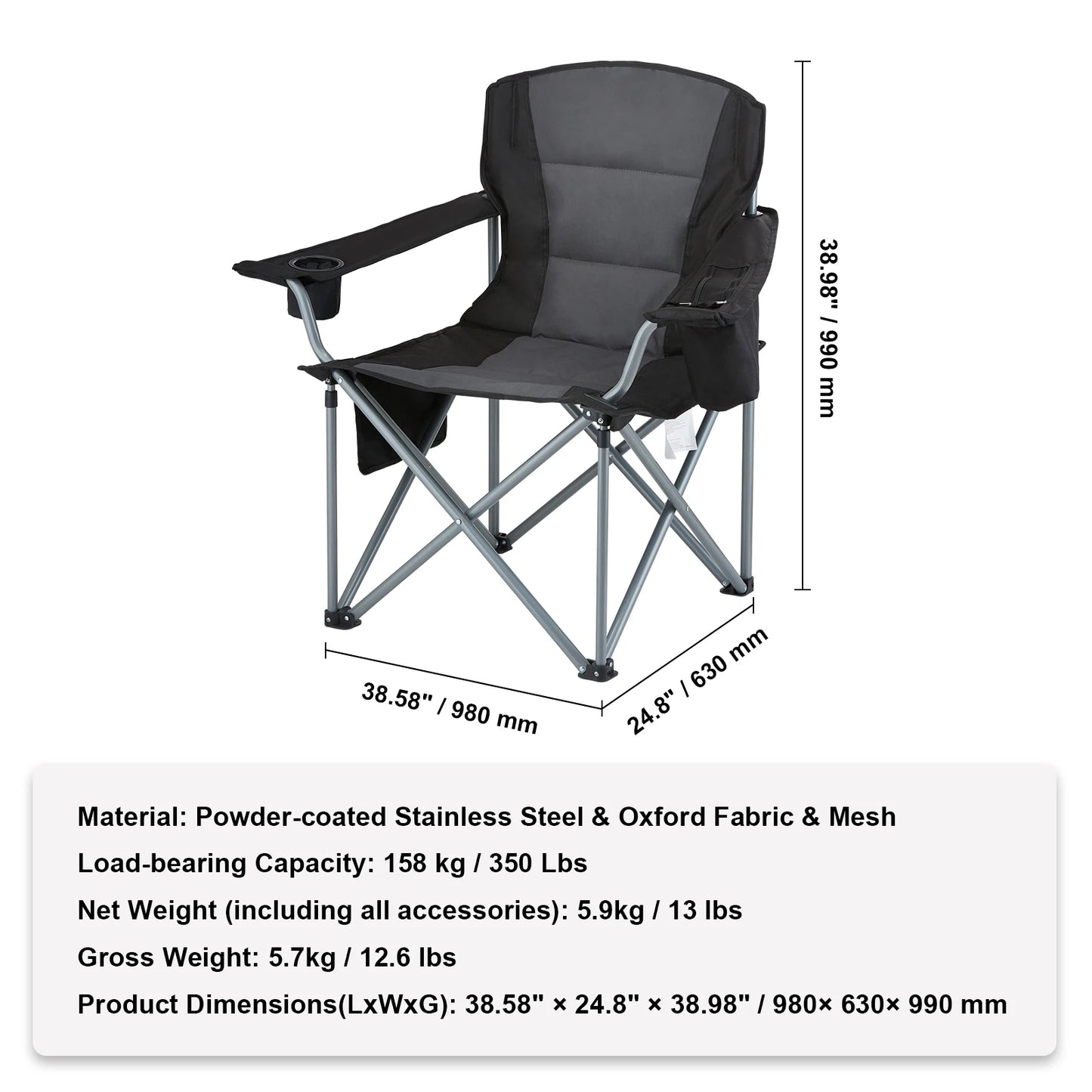 SucceBuy Outdoor Camping Chair 350lbs High Load Ultralight Folding Chair Portable Beach Hiking Picnic Travel Seat Fishing Tool