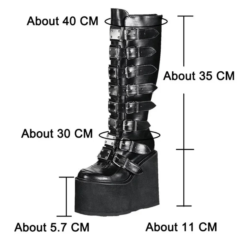 Gothic Platform Buckle Boots