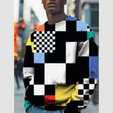Retro Plaid Art Graphic Sweatshirt