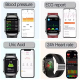 2025 New Nursing Grade Air Bag Smart Watch Men Blood Fat ECG+PPG Blood Pressure Broadcast NFC HD BT Call Health SmartWatch Woman