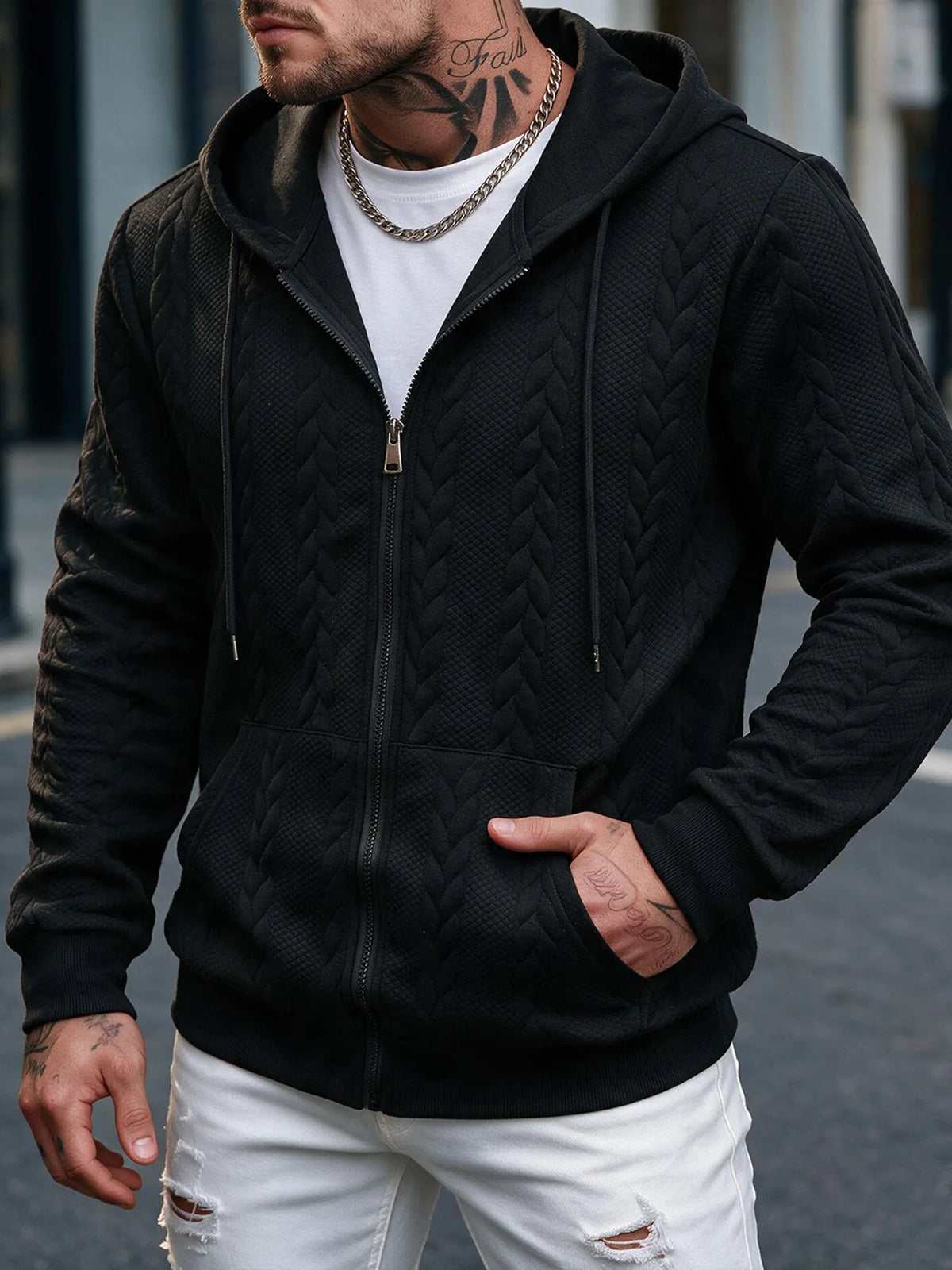 Men's Knit Zip-Up Hoodie