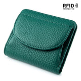 New Women Genuine Leather Mini Wallet RFID Folding Simple Ultra-thin Small Soft Cowhide Wallet Female Card Holder Coin Bags