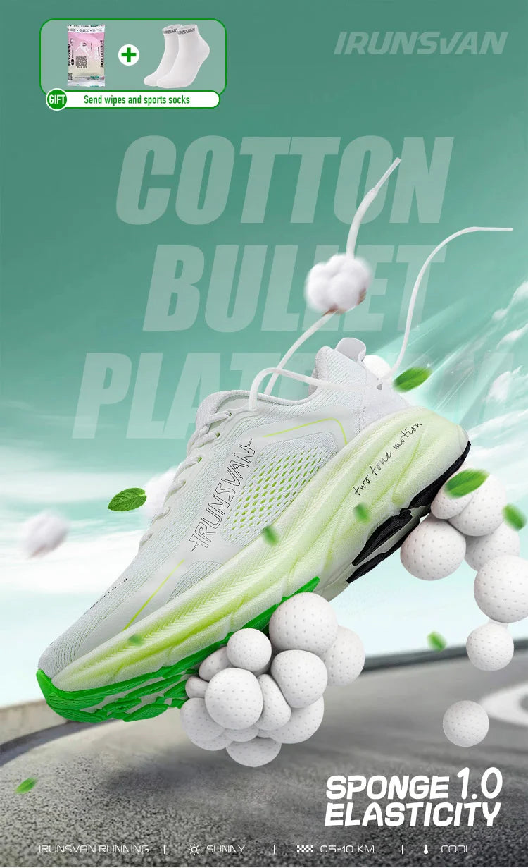 Irunsvan Qfeng1.0 Dual-color Dual-density Carbon Plated Running Shoes Shock-absorbing Lightweight Men's Water-repellent Sports