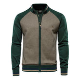 Spliced Streetwear Cardigan – High-Quality USA-Made Cotton Zip Sweater