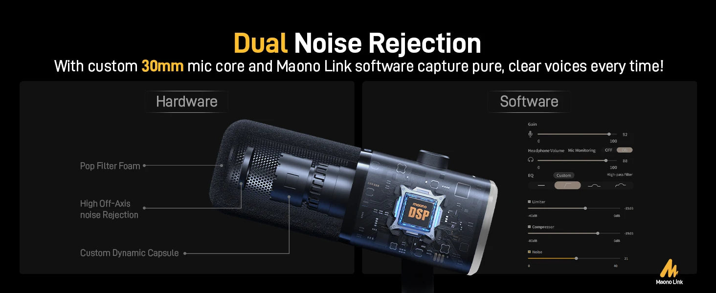 MAONO PD100X USB/XLR Dynamic Mic with RGB & Noise Reduction