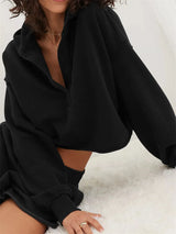 Women's Relaxed V-Neck Cropped Hoodie
