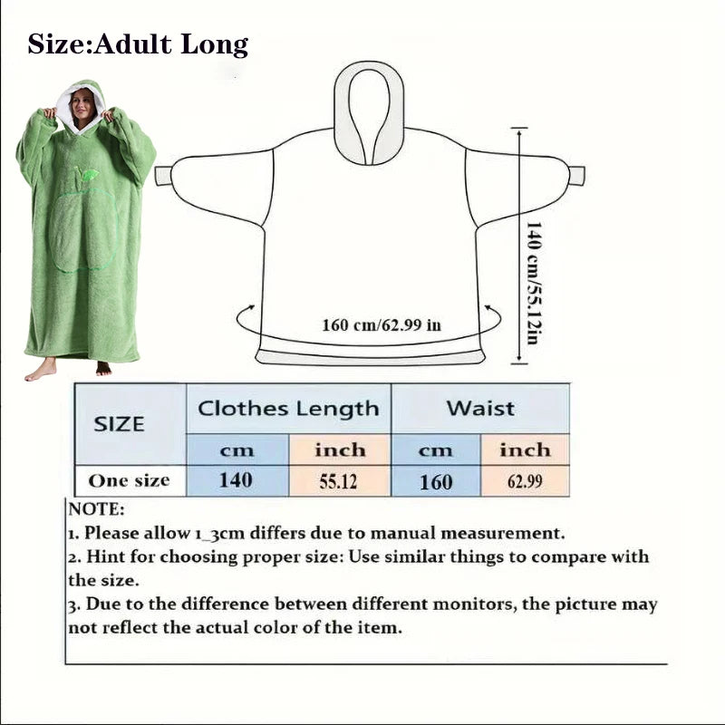 Extra Long Hooded Wearable Blanket