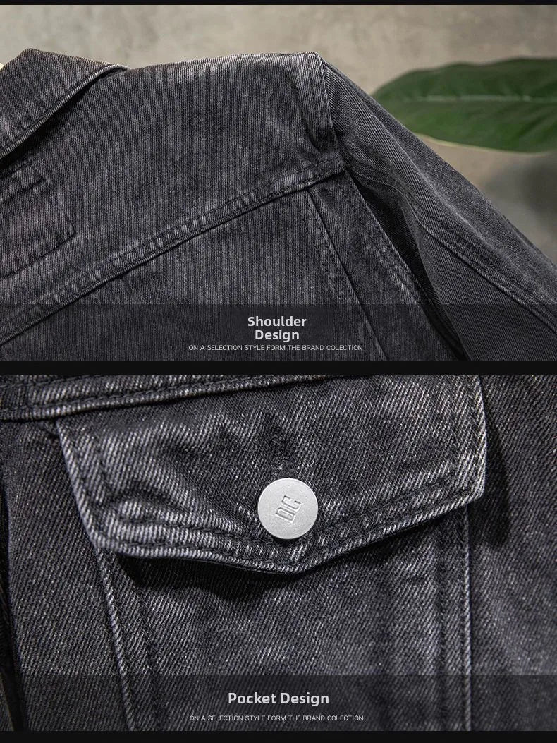 Trendy Workwear Casual Denim Jacket Thickened Fleece Lined Men's Clothing Versatile Jeans Outerwear for Youth