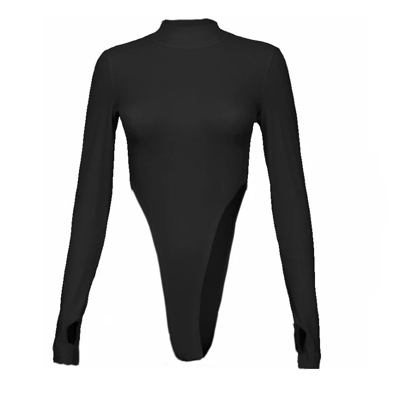 Women's Y2K Half-High Collar Long-Sleeve Slim Bodysuit