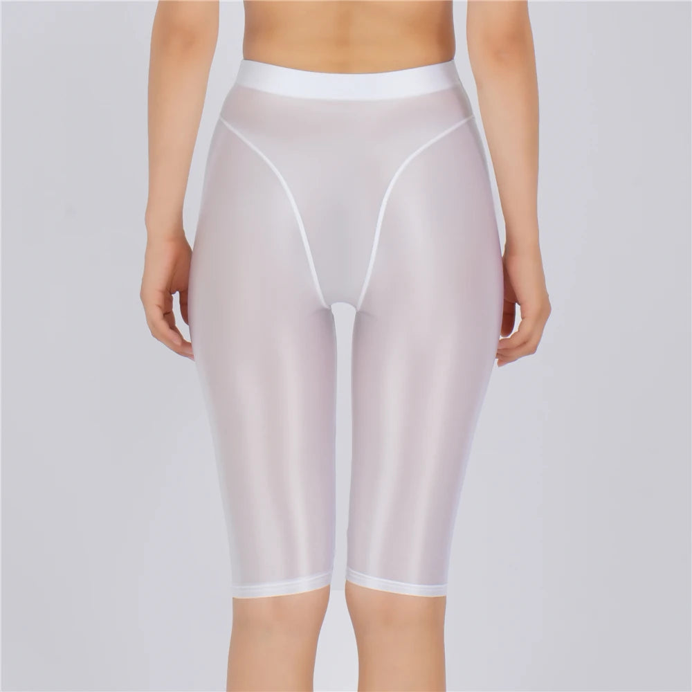 Women's Sheer Stretch Knee-Length Shorts