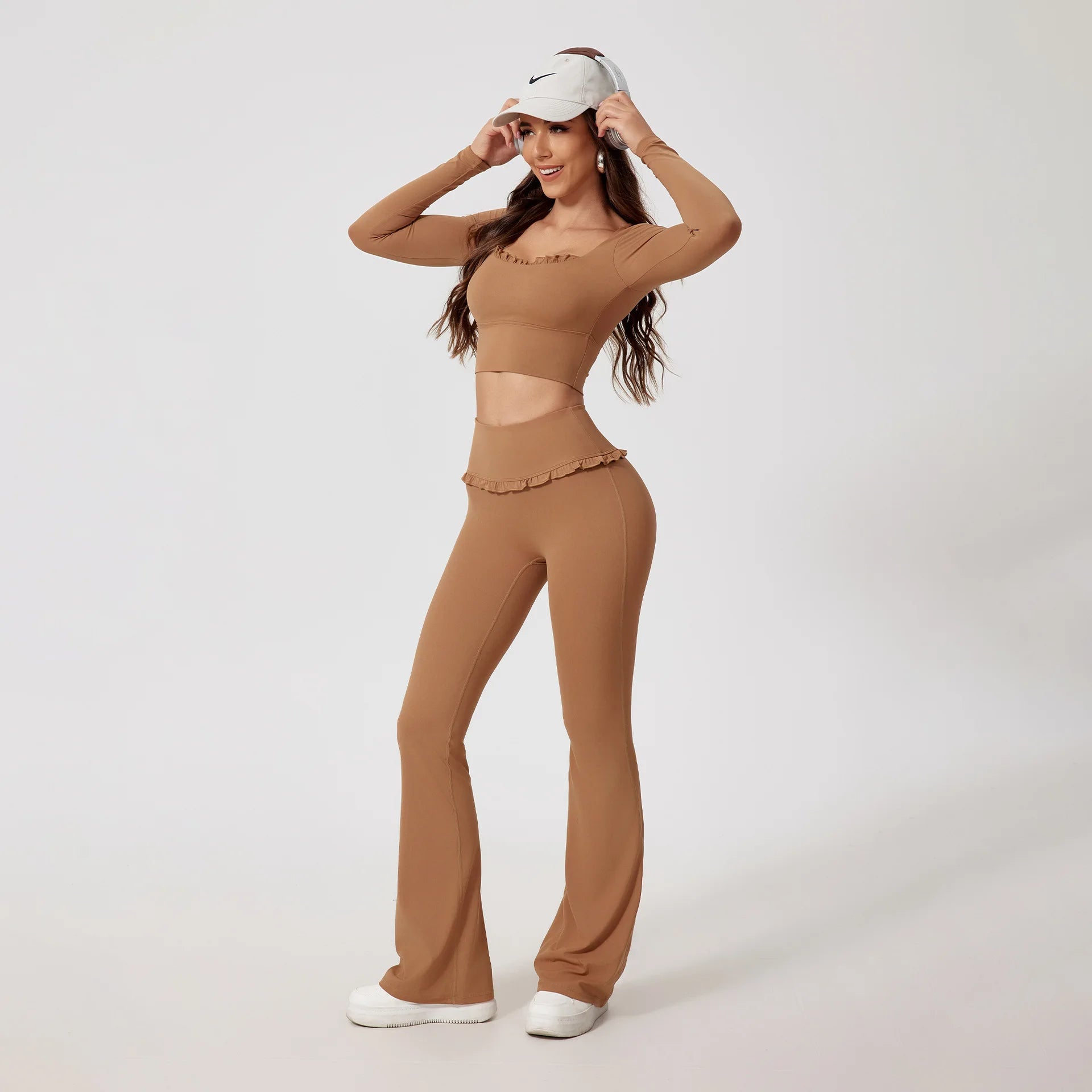 Premium Women’s 2-Piece Yoga & Gym Set – Long Sleeve Quick-Dry Sportswear