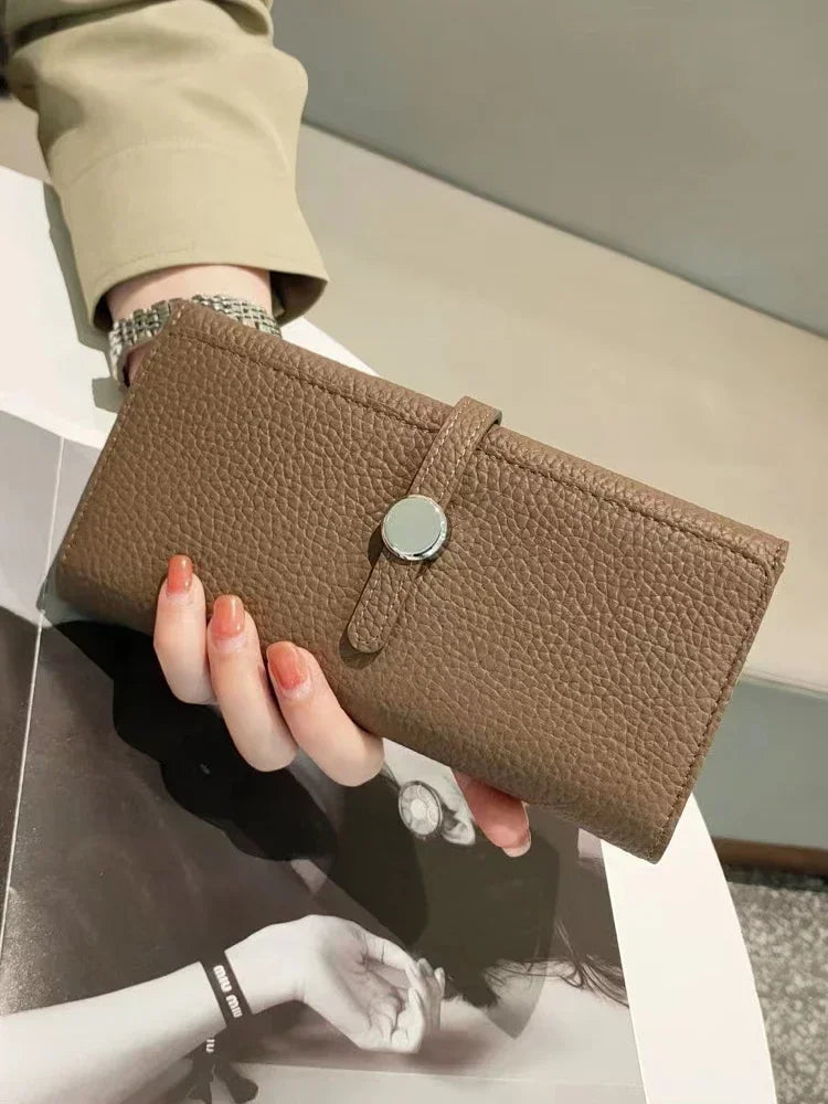 Genuine Leather Wallet Women Long Clutch Fashion Luxury Brand Ladies Purses Card Holder Zipper Coin Pocket High Quality Billfold