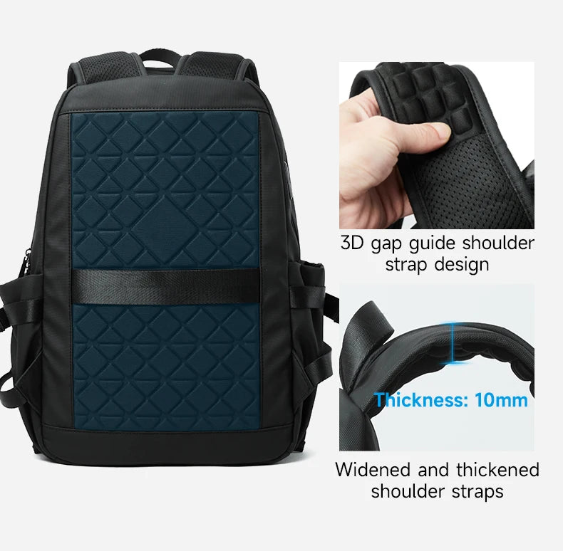 Septwolves Black Large Lapacity 16 Inch Laptop Backpack Man Women Leisure Business Waterproof PVC Leather School Bag Rucksack