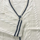 Chic Vintage Star Print Knit Cardigan - V-Neck Aesthetic Preppy Sweater