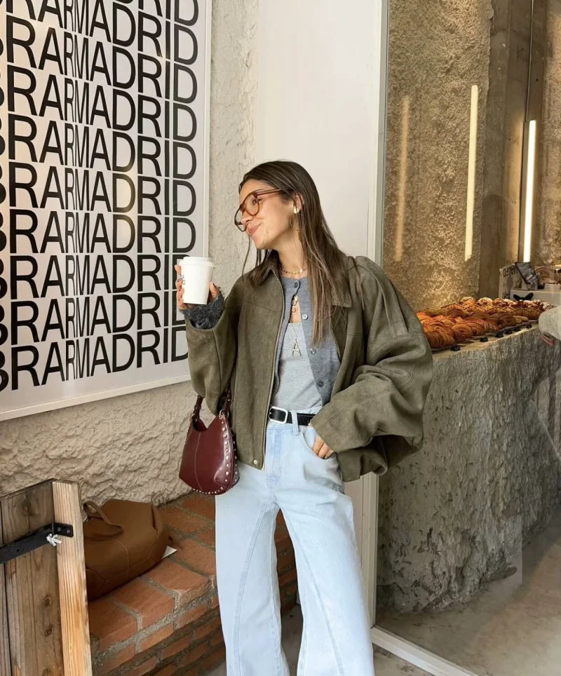 ETJ Women's Suede Lapel Shoulder Jacket – Spring 2026