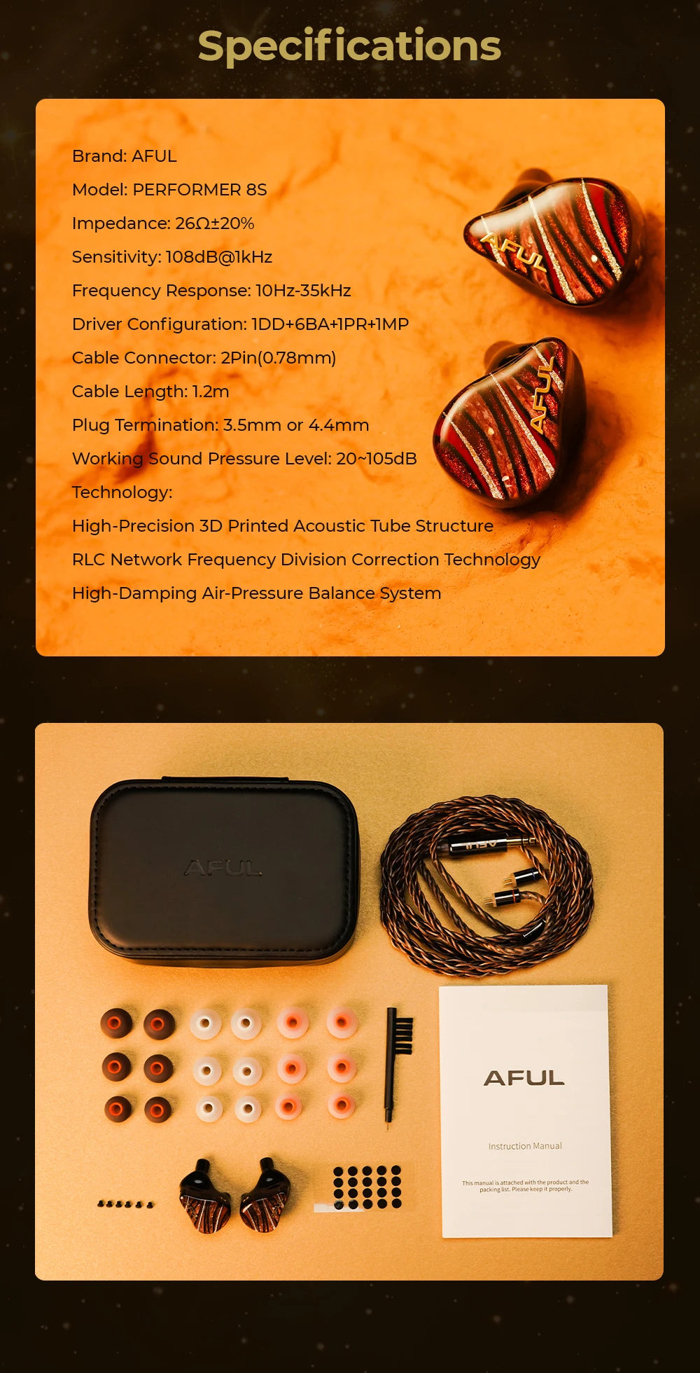 AFUL Performer 8S Hi-Fi IEM | 1DD+6BA+1PR+1 Planar
