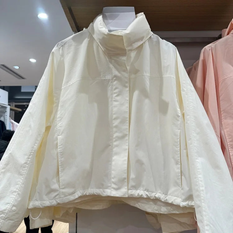 Mumaroho 2025 Autumn Winter Women Windbreaker Jacket Windproof Solid Long Sleeve Outdoor Sport Hooded Thin Coat Jacket For Women