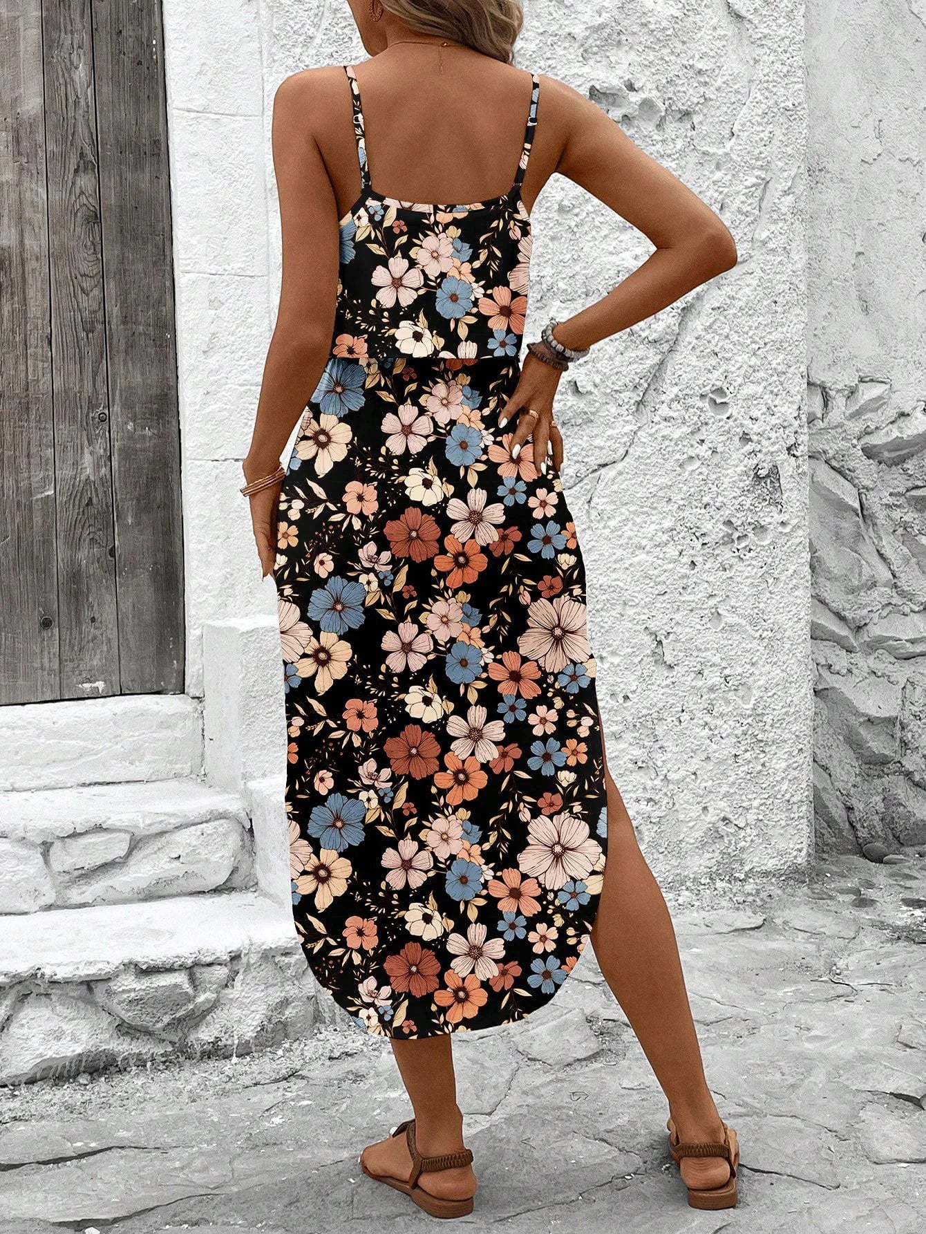 Summer Spaghetti Strap Flowy Dress