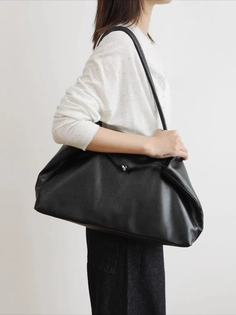 Motingsome Oversized Natural Leather Woman Bags 2025 New Fashion Handbag and Purses Large Capacity Commuter Bag Casual Tote