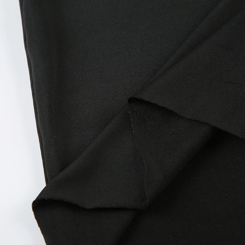 Autumn Black Square-Neck Backless Mini Dress - Long Sleeve Slim Fit Streetwear