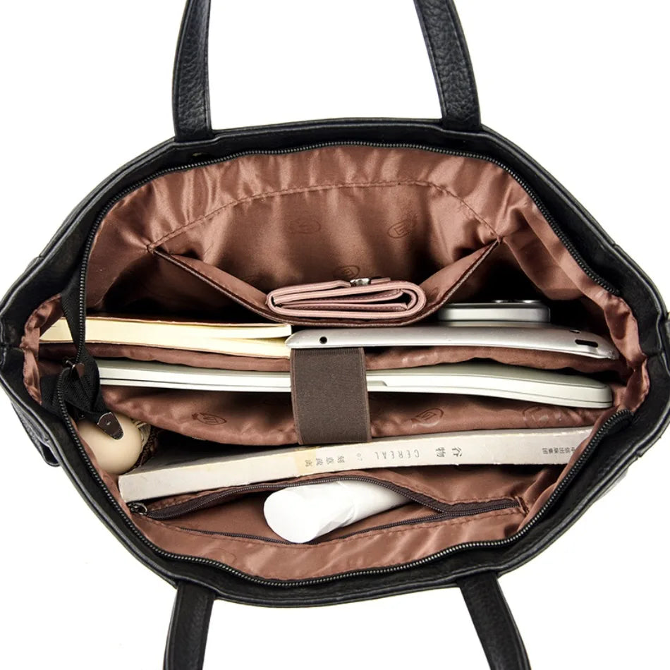 14'' Laptop Business Commuting Handbag Top Quality Materials Ladies Handbag Female Shoulder Bag Put in A4 Magazine and Notebook