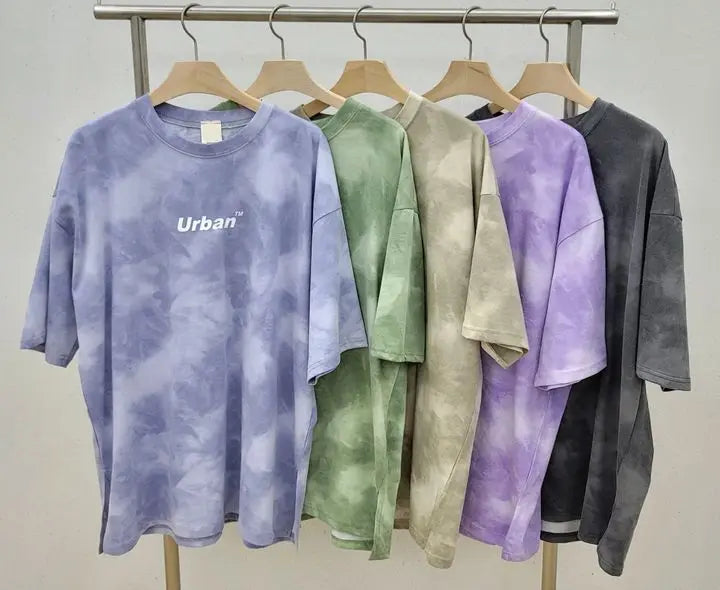 Women T-Shirt Shorts Suit Set Casual Tie Dye Loose tshirt and wide leg middle shorts with pockets female Soft Summer Shorts Sets