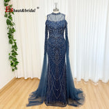 Luxury Beaded Mermaid Evening Gown | Cape Sleeve