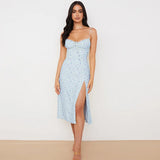 Women's Floral V-Neck Bodycon Maxi Dress