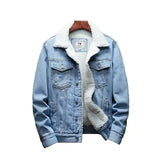 Men’s Winter Sherpa-Lined Denim Jacket – Slim Fit Padded Fleece Coat