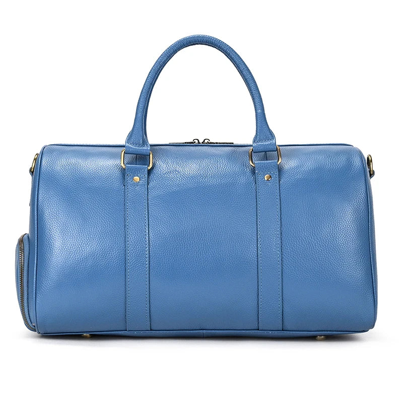 Natural Cowskin Travel Bags Waterproof Men's Leather Overnight Bag Handbag For Plane Luggage Men Male Weekend Bag Business 55cm