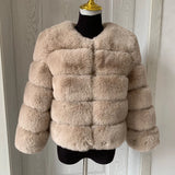 Elegant Winter Faux Fox Fur Crop Jacket