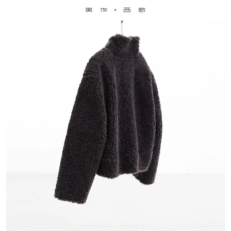 Teddy Style 100% Wool Coat~Women's Short Lazy Style Loose Jacket Autumn and Winter New Model 2025 Faux Fur