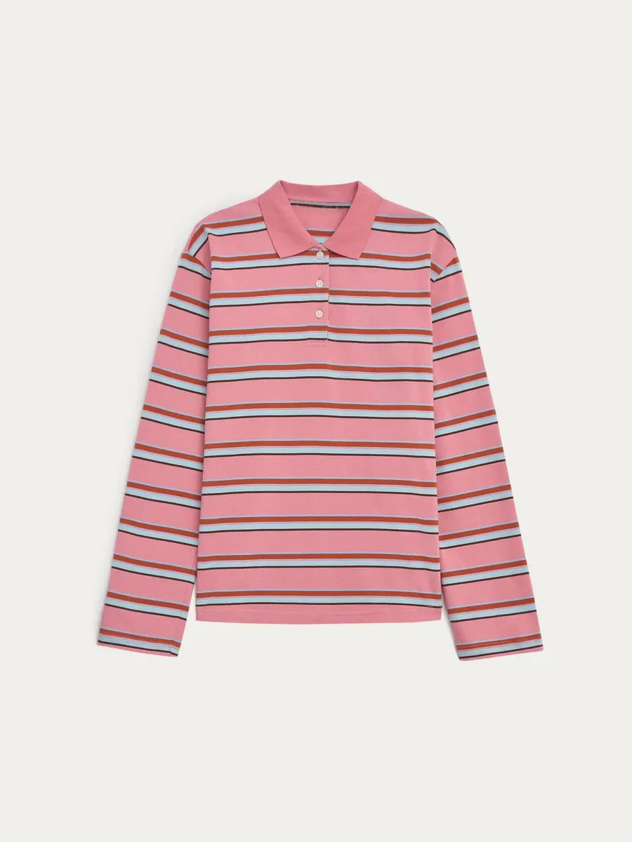 Vintage Striped Oversized Polo Shirt