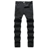 Men Classic Pure Black Jeans All Match Stretch Denim Pants Casual Plus Size Slim Straight Trousers