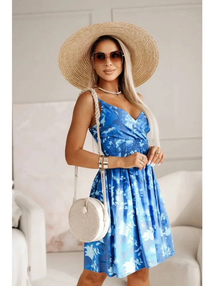 Women's Floral Print Wrap Pleated Sundress