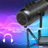 Haomuren Professional USB Streaming Podcast PC Microphone Studio Cardioid Condenser Mic Kit with Boom Arm For Recording YouTube