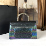 Advanced Ostrich Pattern Diamond Inlaid Women's Handbag New Fashionable High-End Shoulder Crossbody Bag
